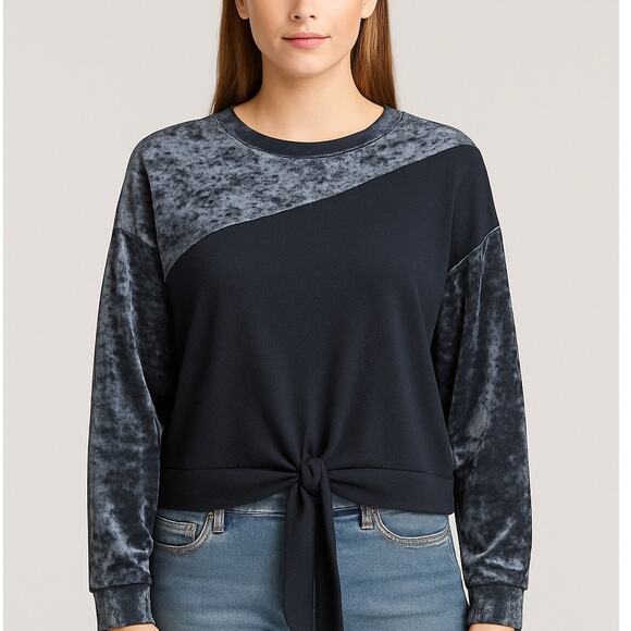 Code x Mode Crushed Velvet Tie Front Top - Picture 1 of 10